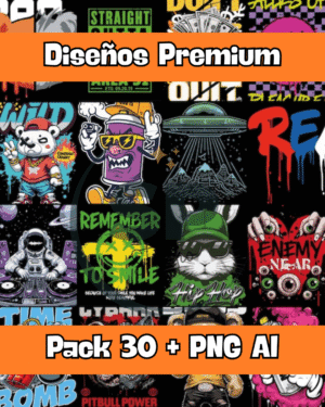 Pack 30 Diseños Remeras - Urban Cartoon