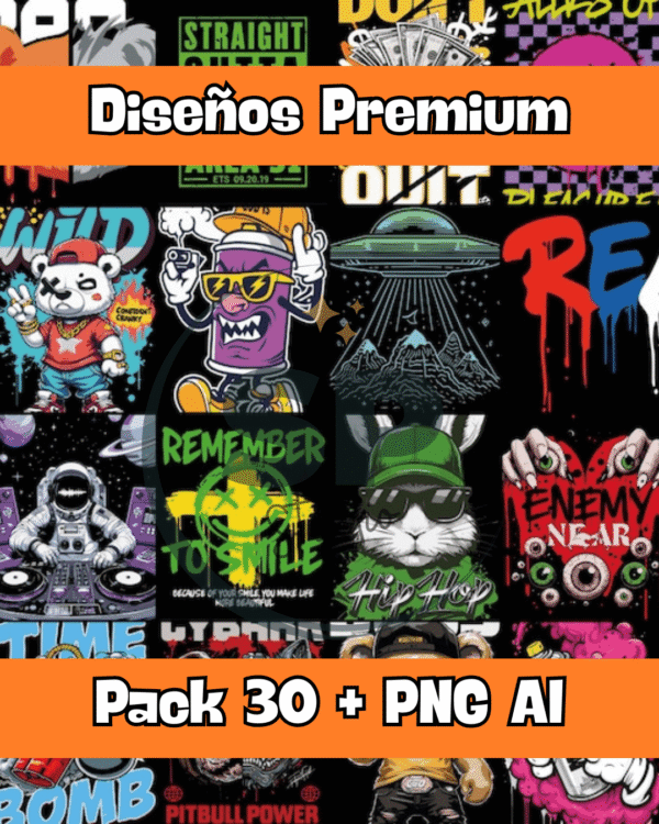 Pack 30 Diseños Remeras - Urban Cartoon