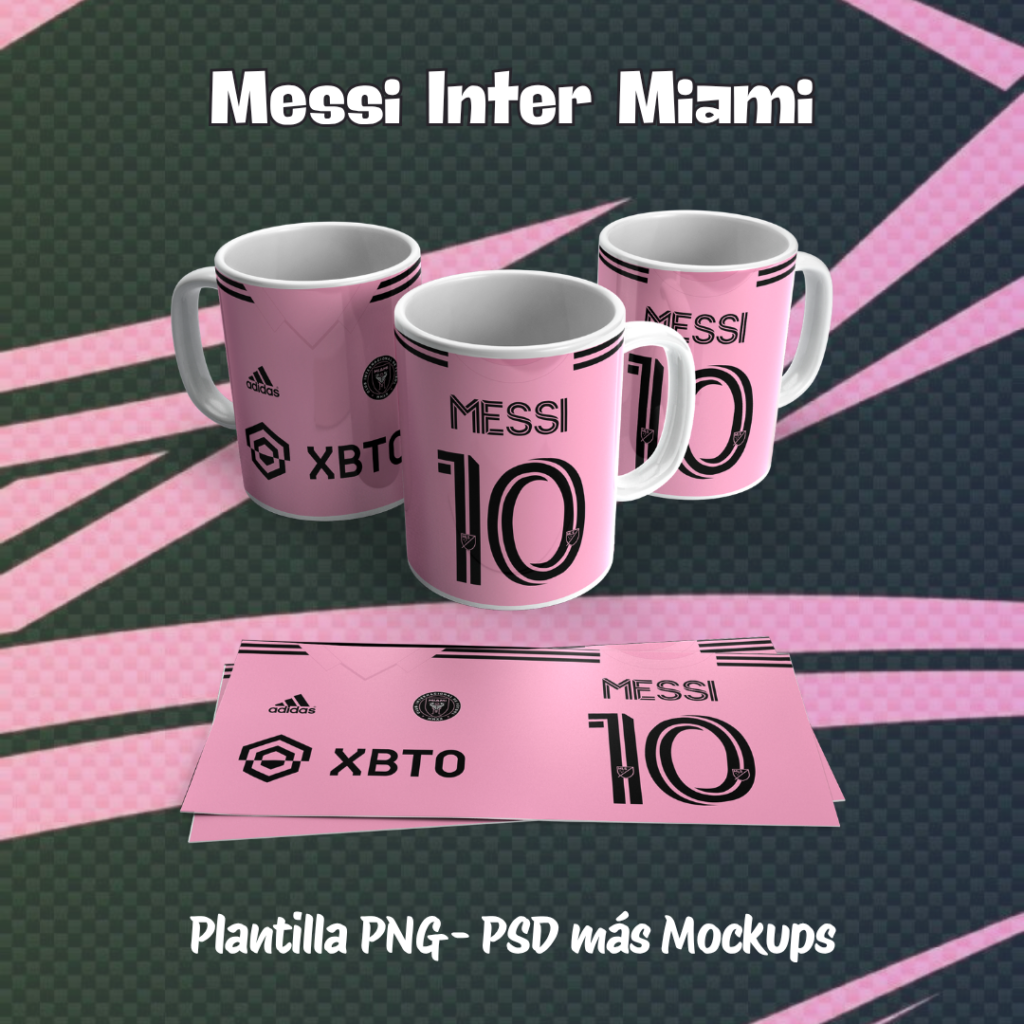 Plantillas Sublimación Tazas Messi Inter Miami